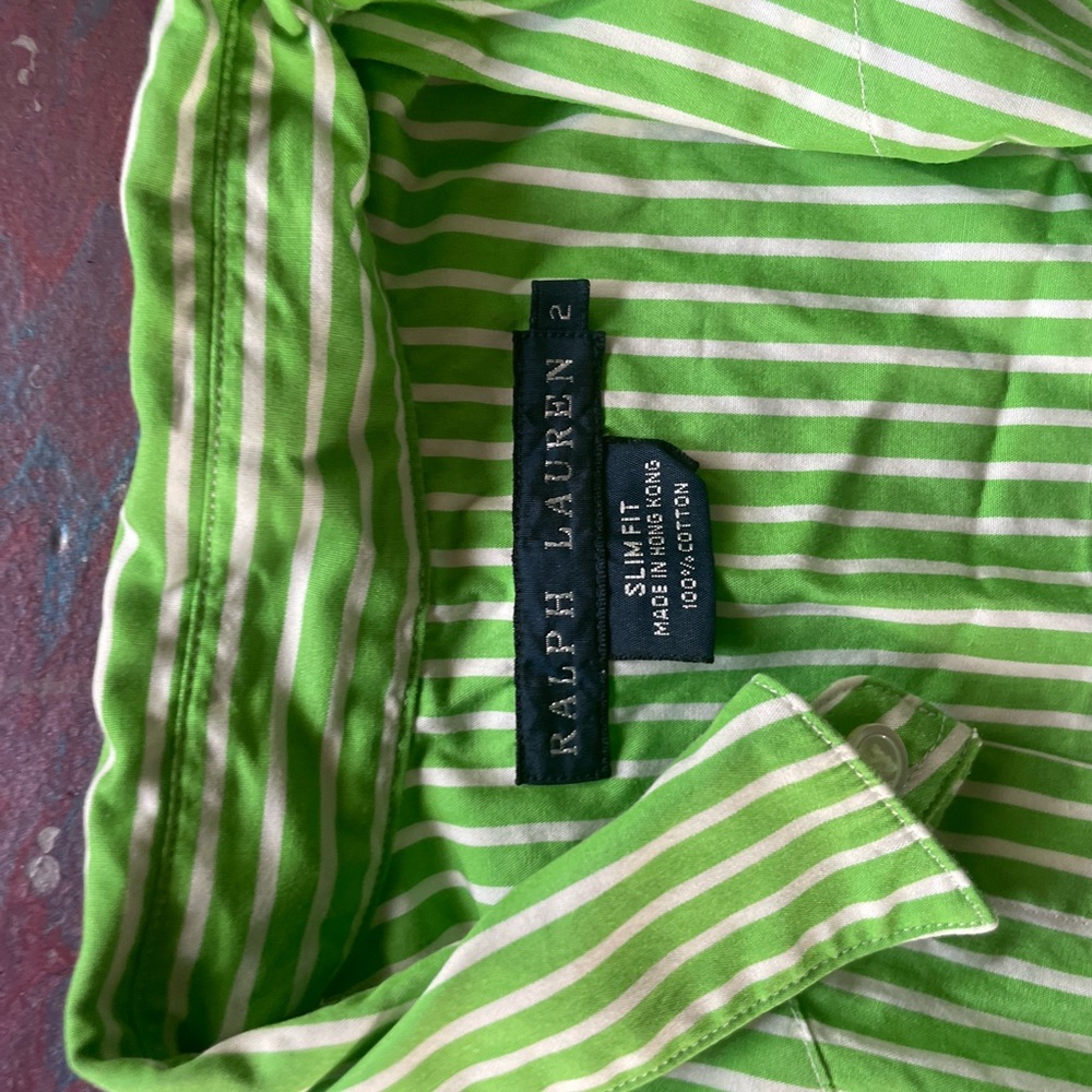 Ralph Lauren Green and White Casual Button Down Shirt